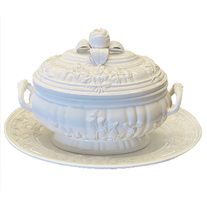 Picture of Mottahedeh Creamware Decorative Rose Tureen with Stand
