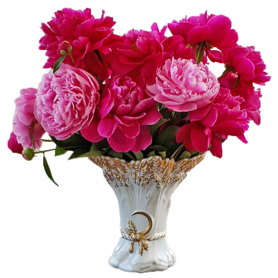 Picture of Mottahedeh Creamware Wheat Sheaf Vase with Gold Accents