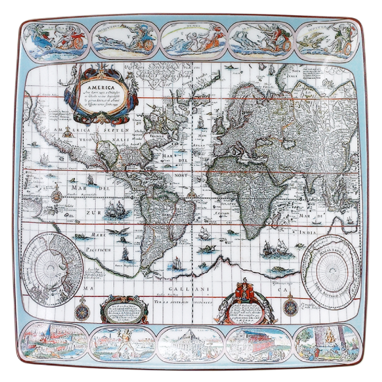 Picture of Mottahedeh Blaeu Mercator Map Square Tray
