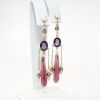 Picture of Antique Edwardian Era 14k Yellow Gold, Amethyst, Pearl & Czech Glass Dangle Earrings