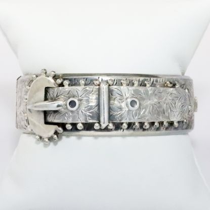 Picture of Antique Sterling Silver Hinged Faux Buckle Bracelet by Robert James Dick, Birmingham, ca. 1883