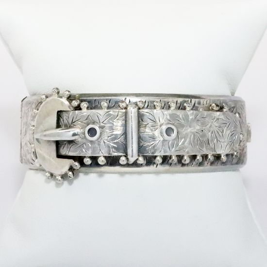 Picture of Antique Sterling Silver Hinged Faux Buckle Bracelet by Robert James Dick, Birmingham, ca. 1883