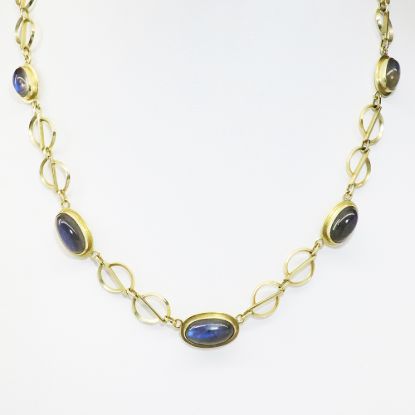 Picture of Vintage Mid Century 14k (585) Yellow Gold & Moonstone Cabochons Necklace