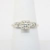 Picture of Antique 14k White Gold & Diamond Engagement Ring with Diamond Accented Milgrain Hearts 
