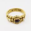 Picture of 1985 MMA (Metropolitan Museum of Art) Gold Plated Ring with Faux Garnet & Seed Pearls