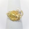 Picture of Custom 14k Yellow Gold, Diamond & Pearl Art Nouveau Woman's Face Bypass Ring