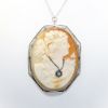 Picture of Antique 14k White Gold & Carved Shell Cameo of a Woman Wearing a Diamond Necklace