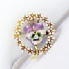 Picture of Victorian Era 14k Yellow Gold & Enamel Pansy in Wreath of Flowers Brooch/Pendant with Diamond Accent