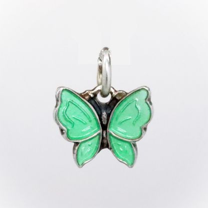 Picture of Vintage Meka Denmark Sterling Silver & Green Guilloche Enamel Butterfly Charm