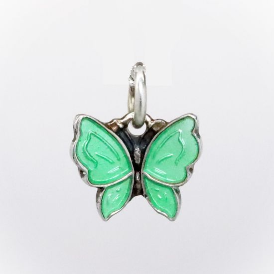 Picture of Vintage Meka Denmark Sterling Silver & Green Guilloche Enamel Butterfly Charm