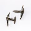 Picture of Vintage Japanese Sterling Silver Shakudo Menuki Cuff Links with Seated Samurai