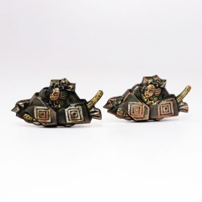 Picture of Vintage Japanese Sterling Silver Shakudo Menuki Cuff Links with Seated Samurai