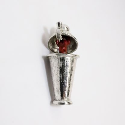 Picture of Vintage Sterling Silver Articulated Cocktail Shaker Charm with Enameled Devil Inside