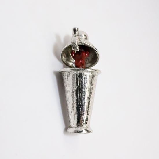 Picture of Vintage Sterling Silver Articulated Cocktail Shaker Charm with Enameled Devil Inside