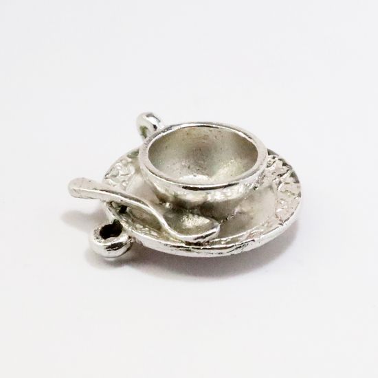 Picture of Vintage Sterling Silver Tea Cup & Saucer with Spoon Charm