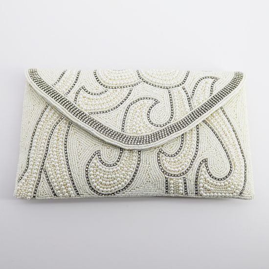 Picture of David Jeffrey Evening Clutch with White Beads & Pearls