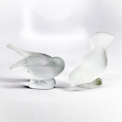 Picture of Lalique France Crystal Pair Of Sparrows Figurines