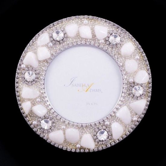 Picture of Isabella Adams 6" Round Frame With Swarovski Crystals & White Quartz