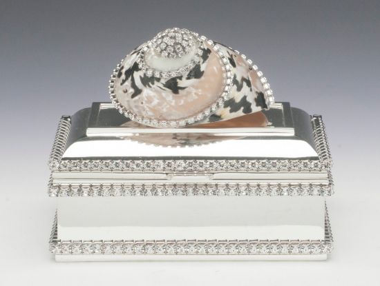 Picture of Isabella Adams Black Pica Shell Keepsake Box with Swarovski Crystals