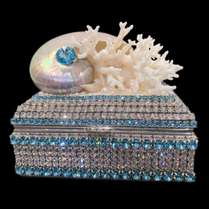 Picture of Isabella Adams Aquamarine Shell Cluster Keepsake Box