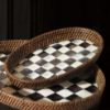 Picture of MacKenzie-Childs Courtly Check Rattan & Enamel Small Serving Tray
