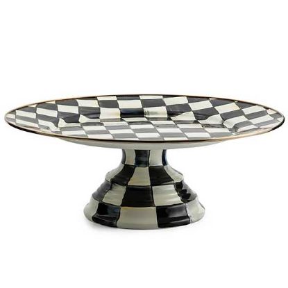 Picture of MacKenzie-Childs Courtly Check Enamel Large Pedestal Platter