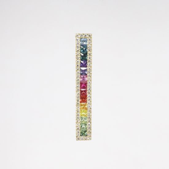 Picture of 14k Yellow Gold Diamond & Multi-Colored Sapphire Pendant 