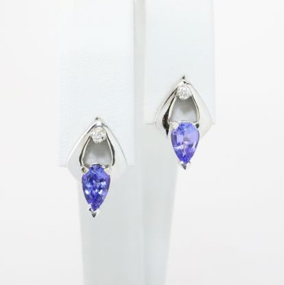 Picture of 14k White Gold Tanzanite & Diamond Dangle Earrings 