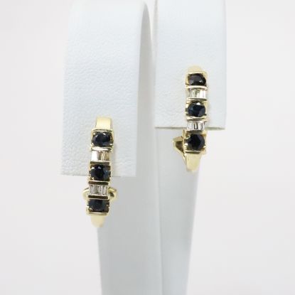 Picture of 10k Yellow Gold Sapphire & Diamond Earrings 