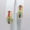 Picture of 14k Yellow Gold Multi-Colored Sapphire & Diamond Dangle Earrings 