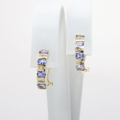 Picture of 14k Yellow Gold Tanzanite & Diamond Earrings 