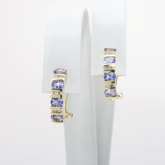 Picture of 14k Yellow Gold Tanzanite & Diamond Earrings 