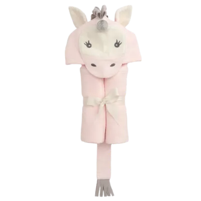 Picture of Pink Unicorn Hooded Baby Bath Wrap by Elegant Baby