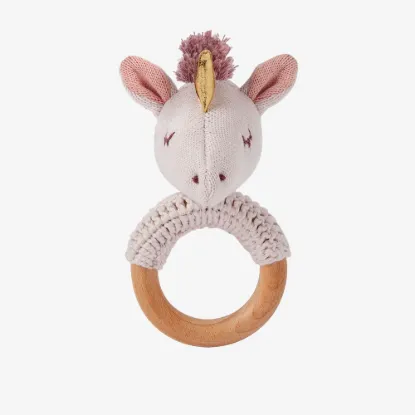 Picture of Luna Unicorn Wooden Baby Rattle by Elegant Baby