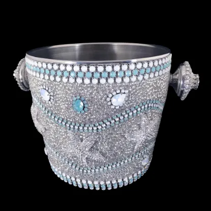 Picture of Isabella Adams Sea Life Champagne Ice Bucket featuring Pacific Opal and Clear Crystals