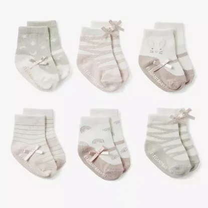 Picture of Pink Mary Jane Non Slip Socks 6pk by Elegant Baby