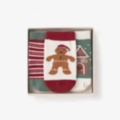 Picture of Gingerbread Christmas Socks - 3 pack by Elegant Baby