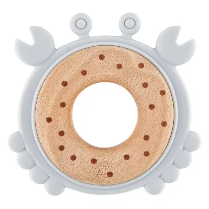 Picture of Silicon and Wood Crab Teether by Stephan Baby
