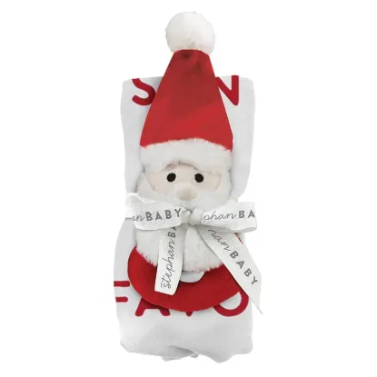 Picture of Holiday Cheer Swaddle  Blanket and Plush Sant Rattle by Stephan Baby