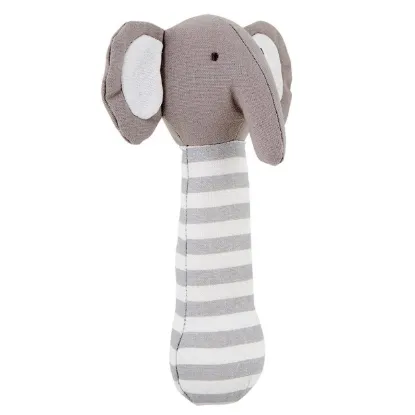 Picture of 7 1/2" Linen Elephant Post Rattle by Stephan Baby
