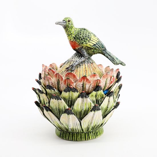 Picture of Bird on Cactus Ceramic Trinket Box from Ardmore Studio