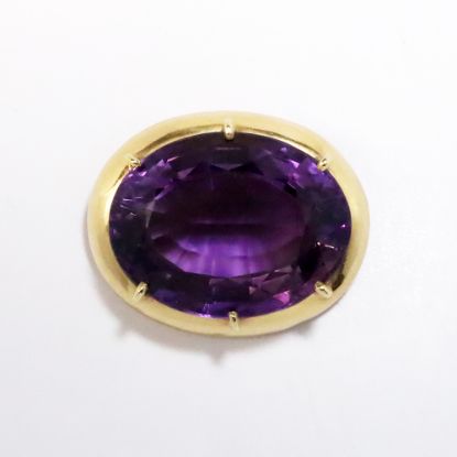 Picture of Antique 14k Yellow Gold & Large Oval Cut Amethyst Brooch