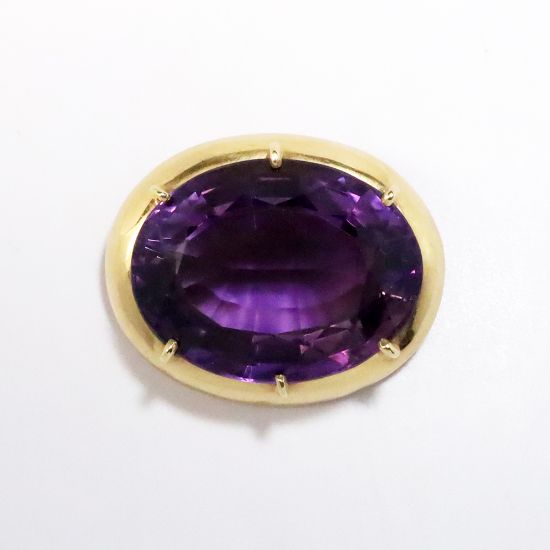 Picture of Antique 14k Yellow Gold & Large Oval Cut Amethyst Brooch