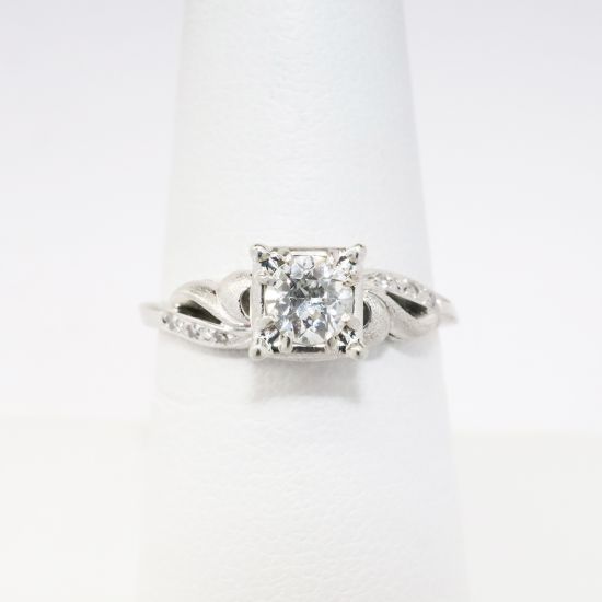 Picture of Vintage 18k White Gold & Old European Cut Diamond Engagement Ring by Brodnax
