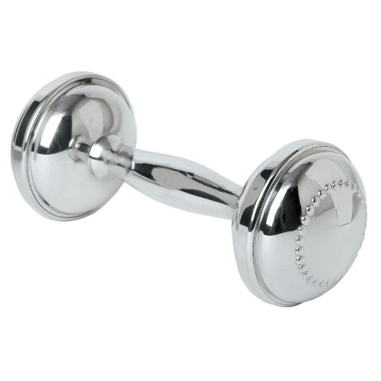 Picture of Pewter beaded Dumbbell Rattle by Salisbury Silversmiths