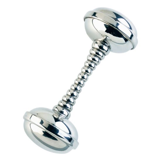 Picture of Pewter Stacking Ring Dumbbell Rattle by Salisbury Silversmiths