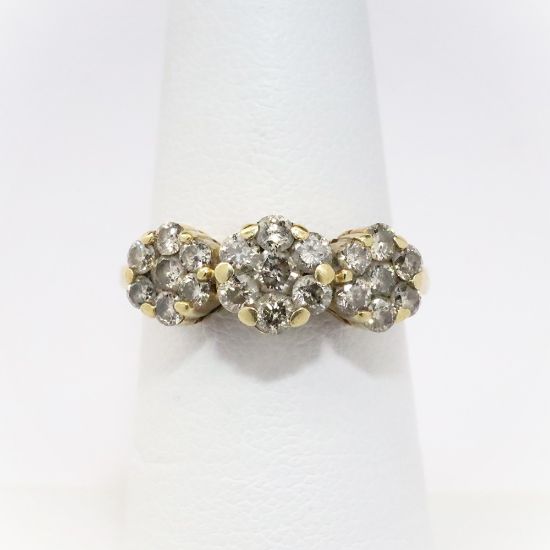 Picture of Antique 10k Yellow Gold & Old European Cut Diamond Clusters Ring