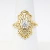 Picture of Antique Edwardian 14k Yellow Gold Filigree Ring with White Gold & Old European Cut Diamond Accent
