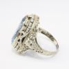Picture of Antique Art Deco Era 14k White Gold Filigree & Blue Synthetic Spinel Ring with Gray Seed Pearl Accents