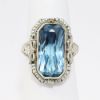 Picture of Antique Art Deco Era 14k White Gold Filigree & Blue Synthetic Spinel Ring with Gray Seed Pearl Accents
